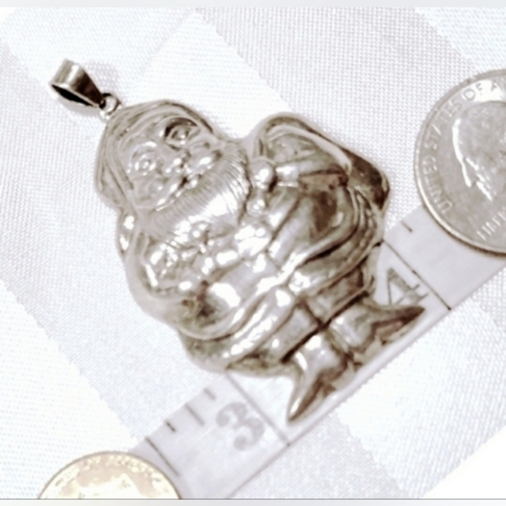VTG Santa Claus Christmas Pendant 925 Sterling Silver - Picture 4 of 7